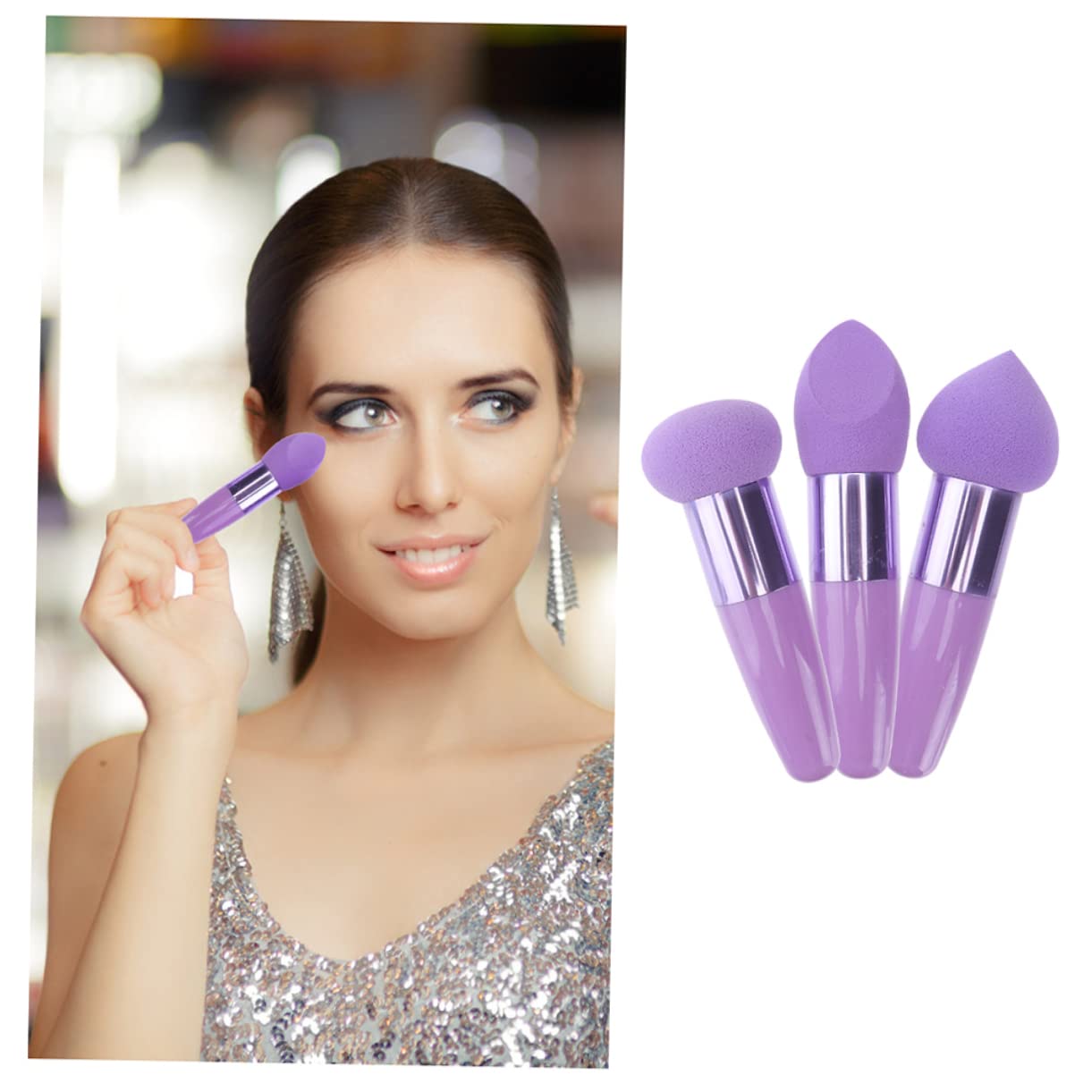 Set 2 Penne Per Trucco in Spugna Morbida, Spugnetta Portatile Per Fondotinta Cipria, Lavabile, Doppio Uso Asciutto e Bagnato, Accessori Cosmetici Per Make up Viso Professionale e Quotidiano