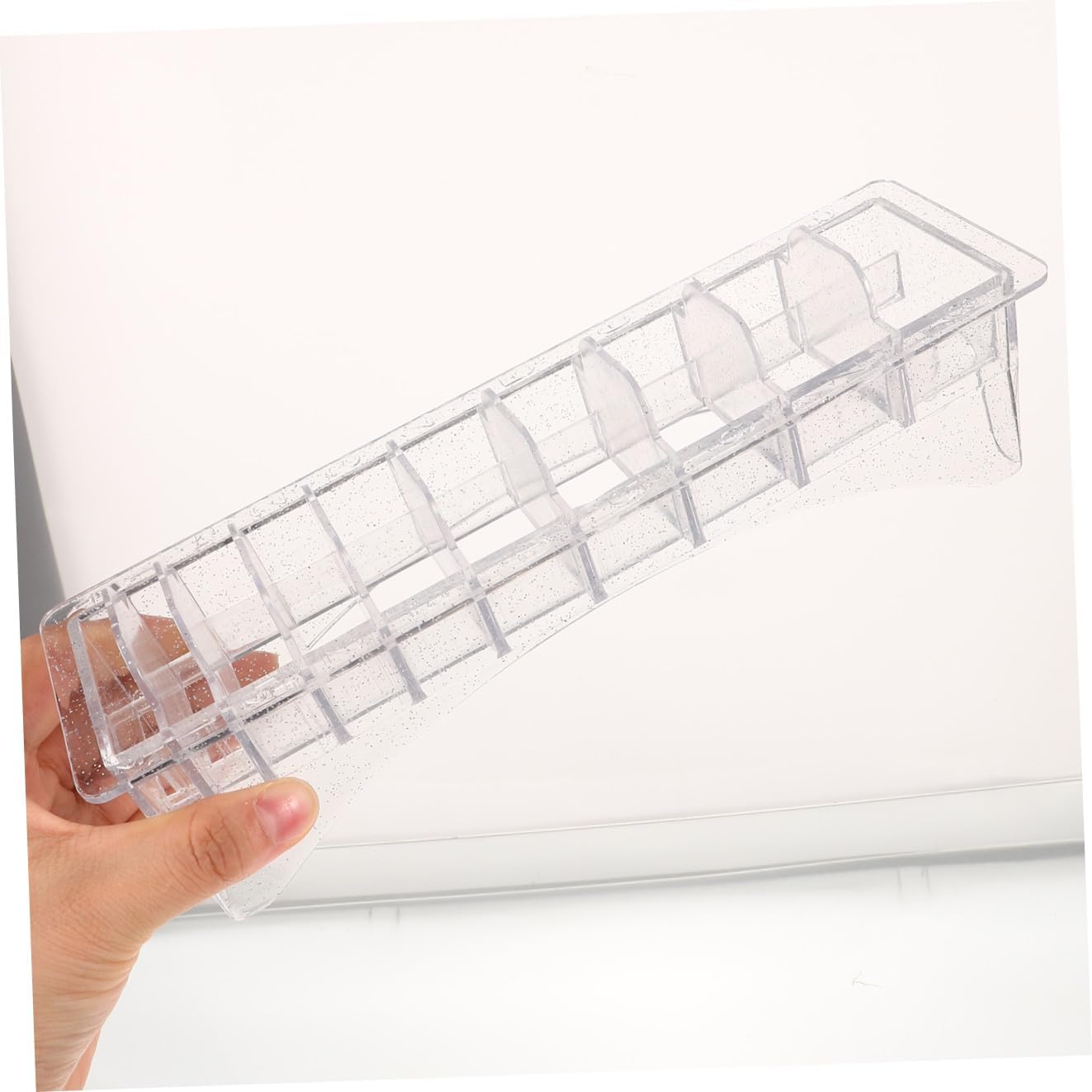 WOONEKY 10grids Hair Clipper Accessory Organizer Clipper Guards Combs Shear Holder Storage Box