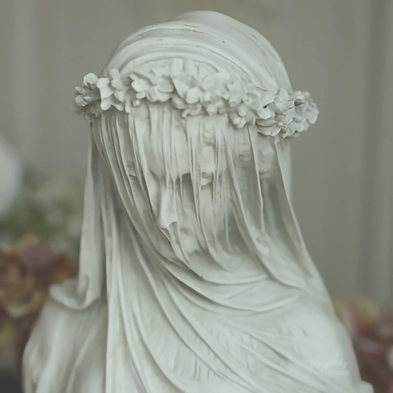 Buste De Déesse Voilée Blanche - Sculpture Résine 25 Cm - Décoration Intérieure Style Grecque Antique - 4