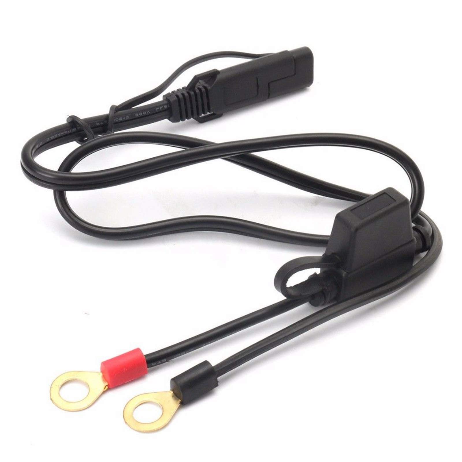 Cavo Prolunga SAE 1M 10AWG Con Terminali A Occhiello E Fusibili 15/20/30A Per Moto, Auto, Trattori