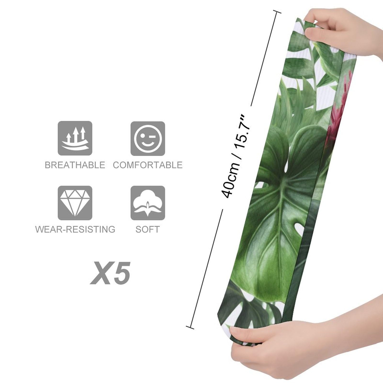 QMNRTK Tropical Leaves Stocking?casual Athletic Aesthetic Socks Neutral Cotton Socks Compression Socks Control Crew Socks for Women Men