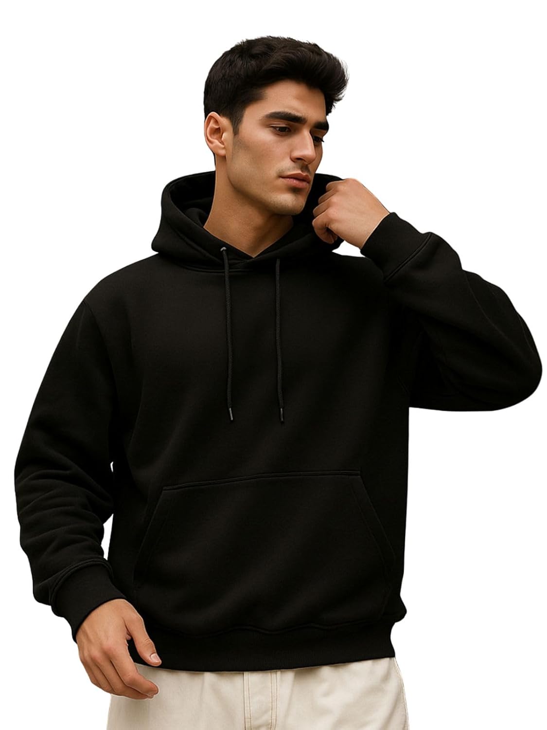 Veirdo® Cotton Fleece Regular Fit Hooded Sweatshirt Full Sleeves Solid Jumper Hoodie for Men/Boys