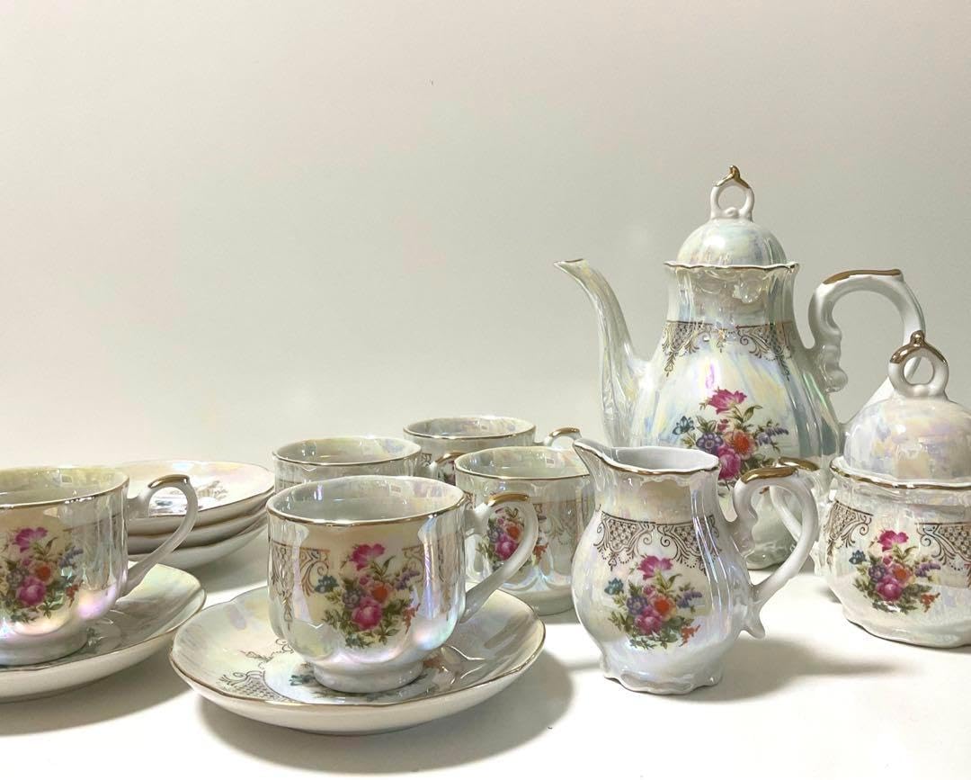 白山陶器 カップ&amp;ソーサー5客&amp;シュガーポット&amp;ミルクポット&amp;BIGポットセット