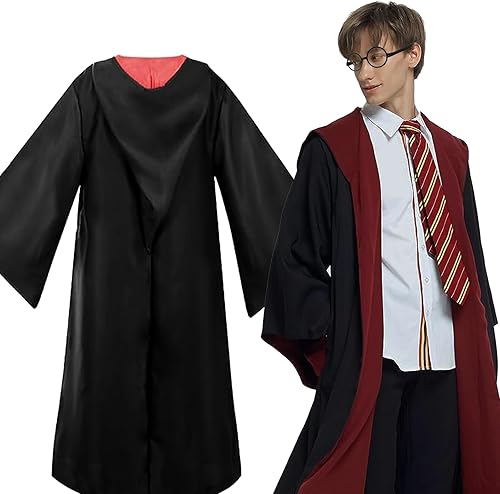 Miniatura 2 de CASSONRM Disfraz de mago para niños, bata de bruja, capa de vampiro, varita mágica, corbata, gafas, juego de disfraces de fiesta de cosplay de mago