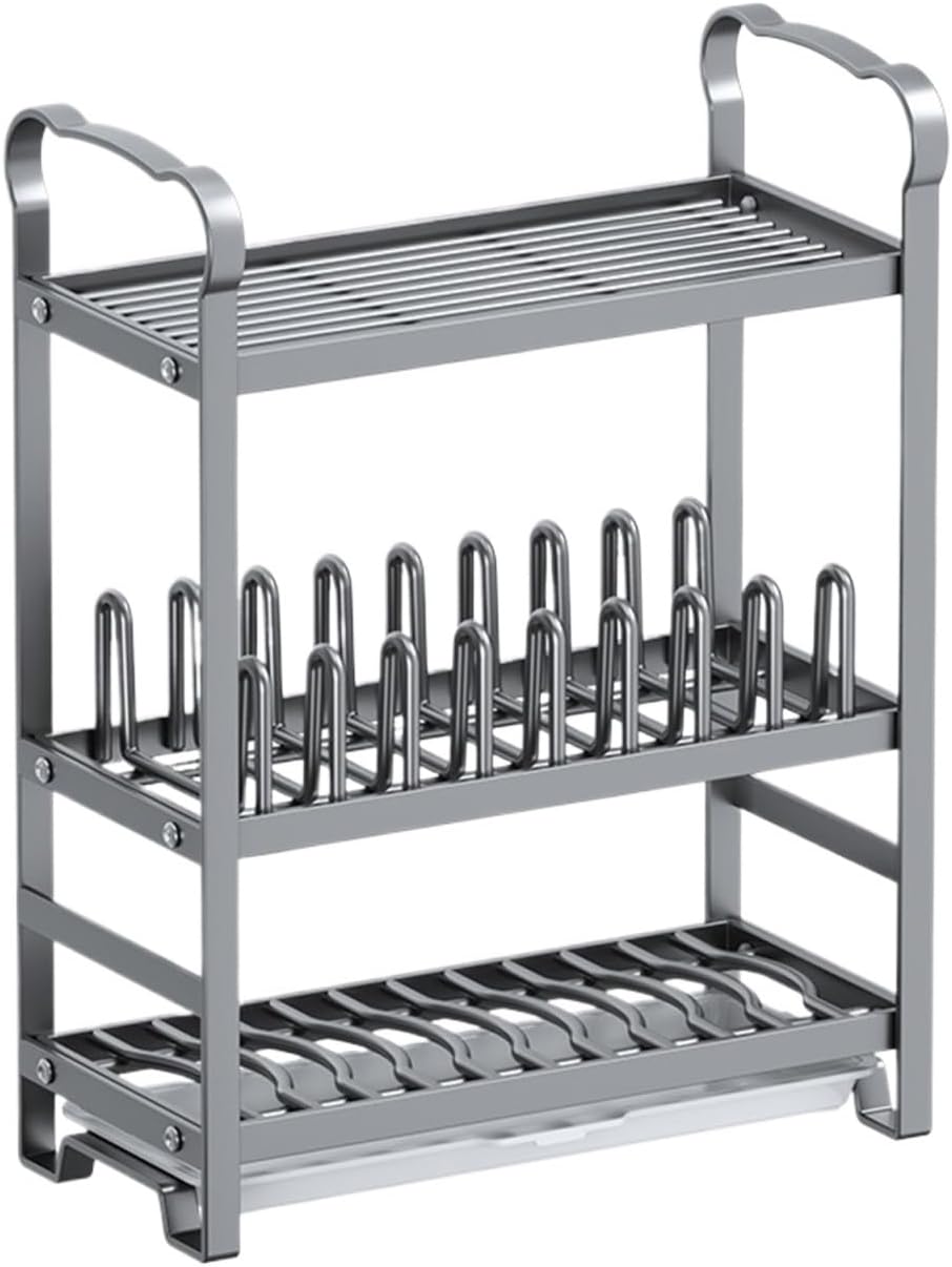 Dish Drying Rack Tableware Holder 3 Tier Dish Drying Rack Space Saver Dish Dryer Rack with Dish Drainer Nop-Slip Pads Drying Rack Kitchen