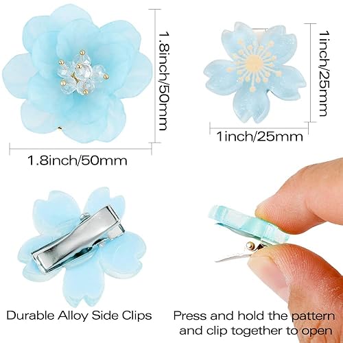 Miniatura 2 de Ahoney 12 pinzas para el cabello de flores pequeñas horquillas decorativas de cocodrilo para pasadores de pelo accesorios elegantes para el cabello