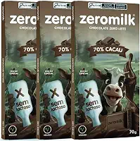 Kit com 3 Tabletes de Chocolate Vegano 70% Cacau de 70g cada - Zeromilk
