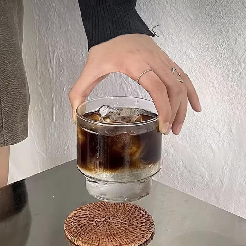 Image of PrimeWorld Vintage High Borosilicate Roostertail Drinking Glass Set of 6-300ml | Freeze-Safe, Dishwasher Safe, Hot & Cold Glassware | Premium Transparent Cups for Coffee, Tea, Juice & Daily Use