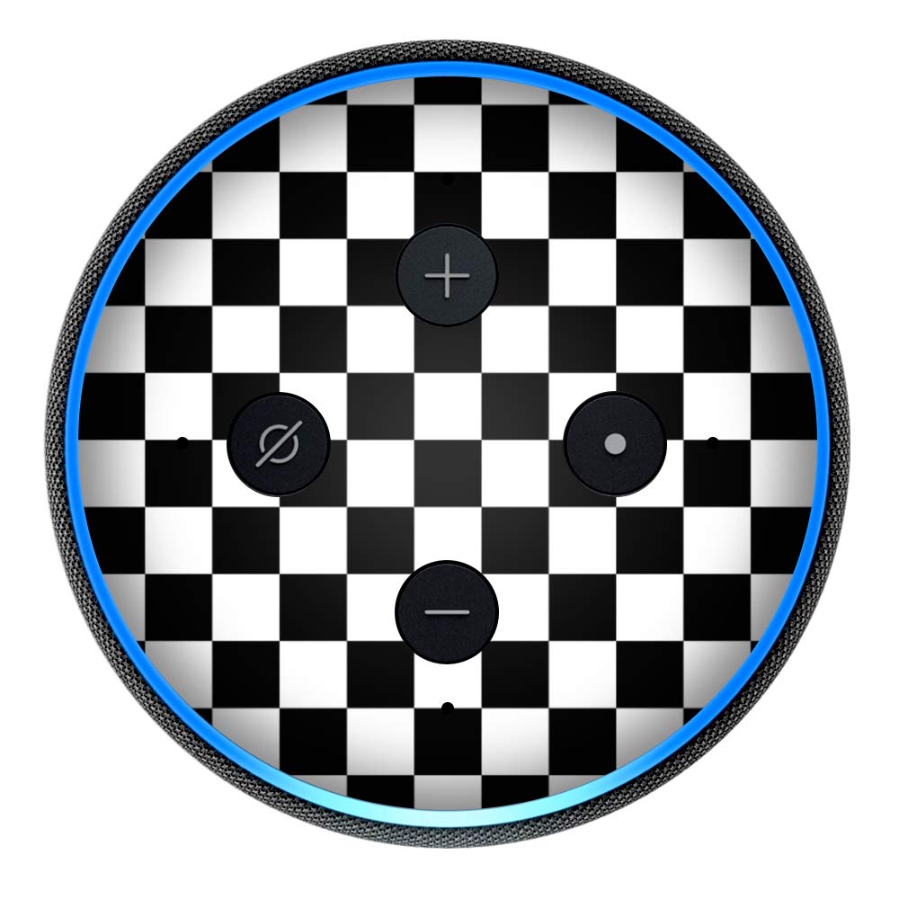 Black and White Checkers - Vinyl Decal Skin Compatible with Amazon Echo Dot 3rd Generation Alexa - Decorations for Your Smart Home Speakers, Great Accessories Gift for mom, dad, Birthday, Kids