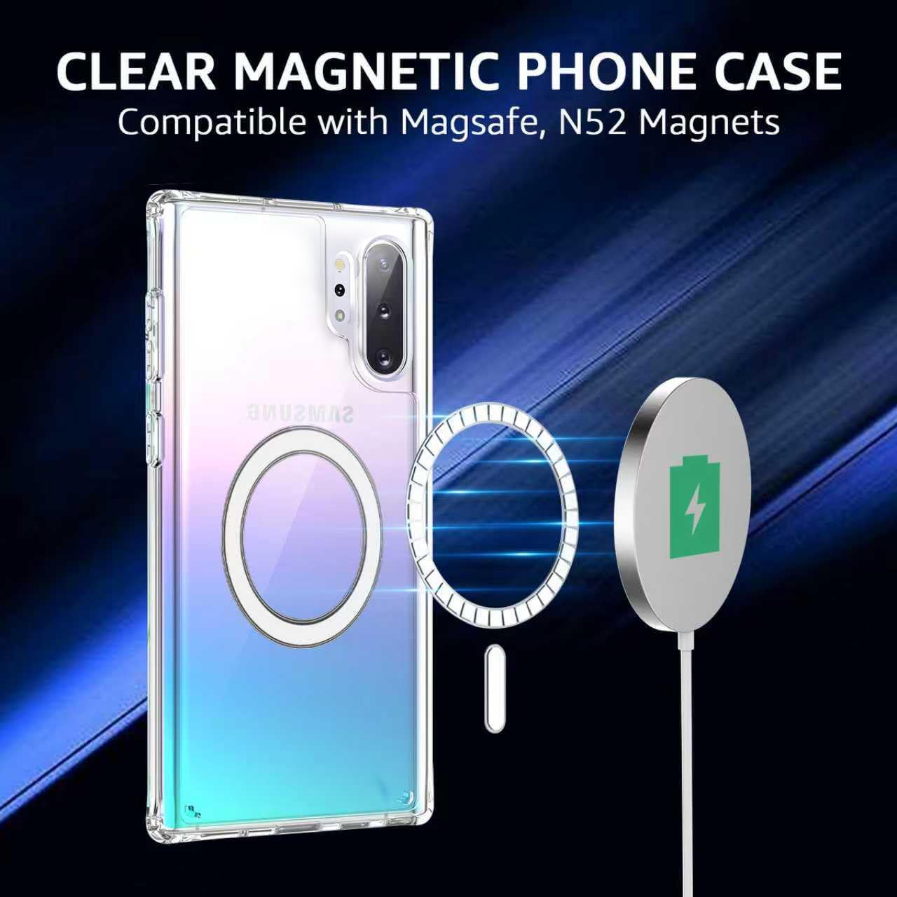 Clear Magnetic Phone Case for Samsung Galaxy Note 10 Plus, 6.8-Inch Compatible with MagSafe Crystal Transparent TPU PC Cover Shockproof Heavty Duty Protection Bumper Non-Yellowing Wireless Charging - Image 6