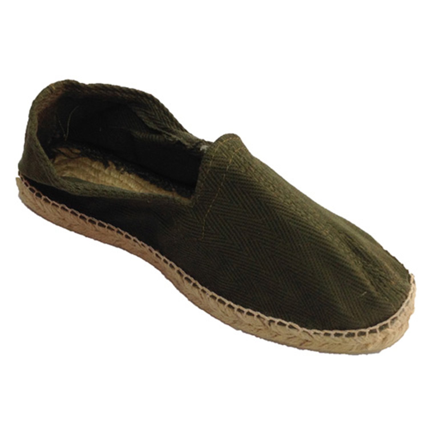 Made in Spain Alpargatas de Esparto Tela de Espiga y Suela de Goma por Debajo Kaki (Necesario Talla Extra)