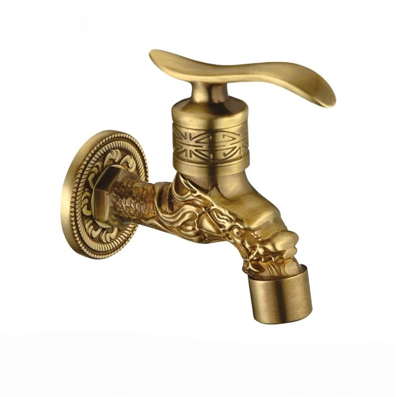 Outside Tap Bibcocks Faucet Washing Machince Garden Tap Brass Dragon Mop Outdoor Cold(Short A)