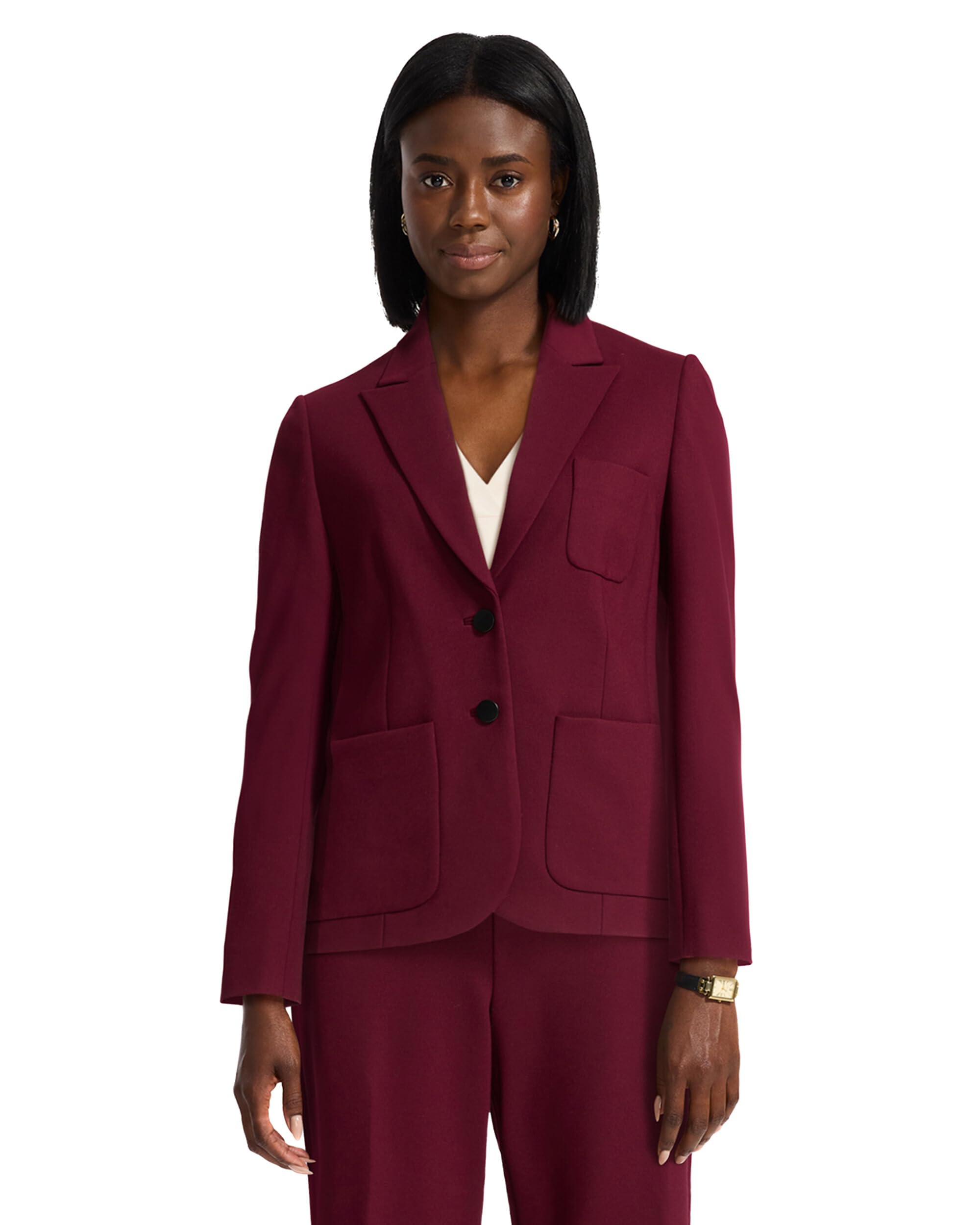 Anne Klein Womens Stretch Two-Button Blazer