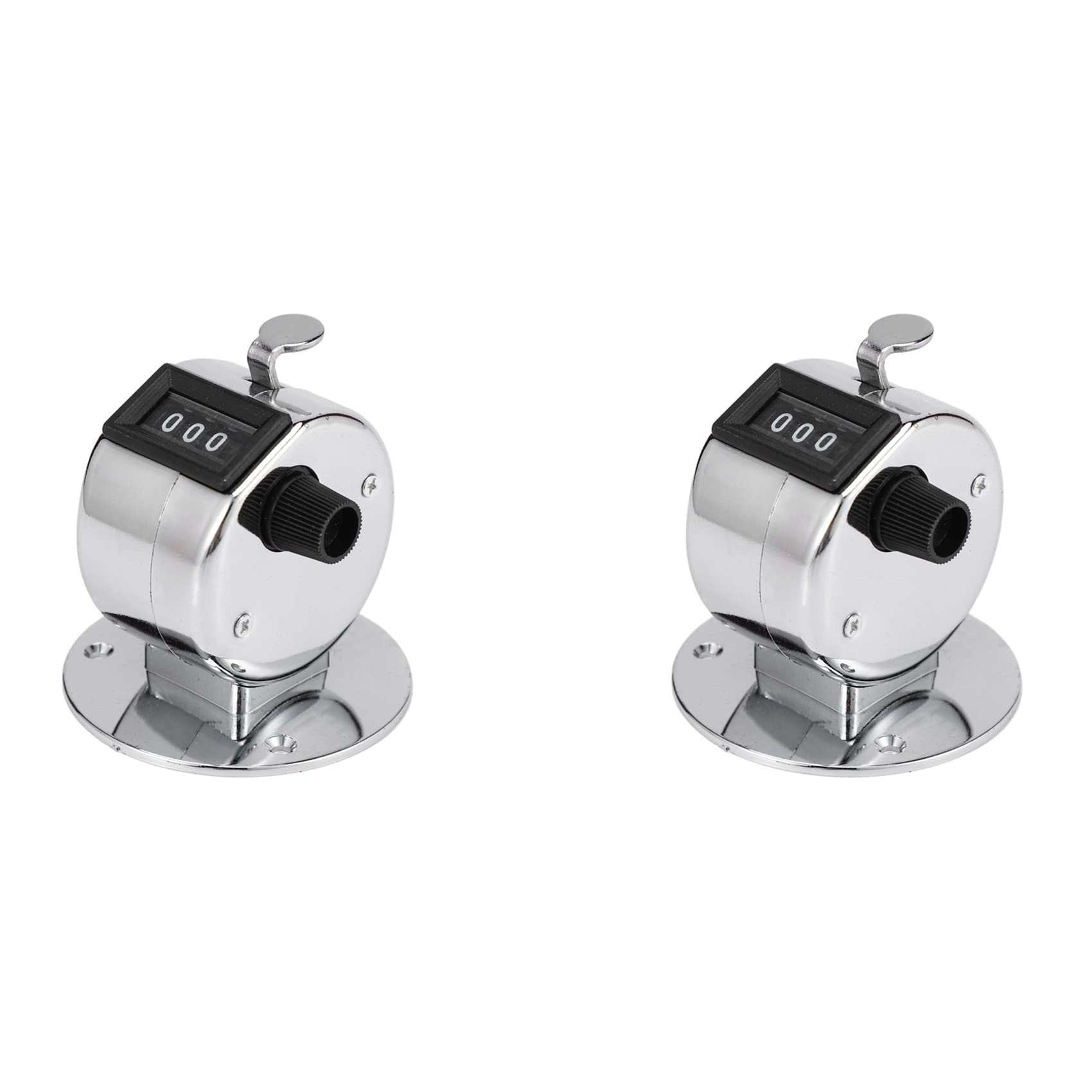 Jnchdghwa Silver&Black 4X Round Base 4 Digit Manual Hand Tally Mechanical Palm Click Counter