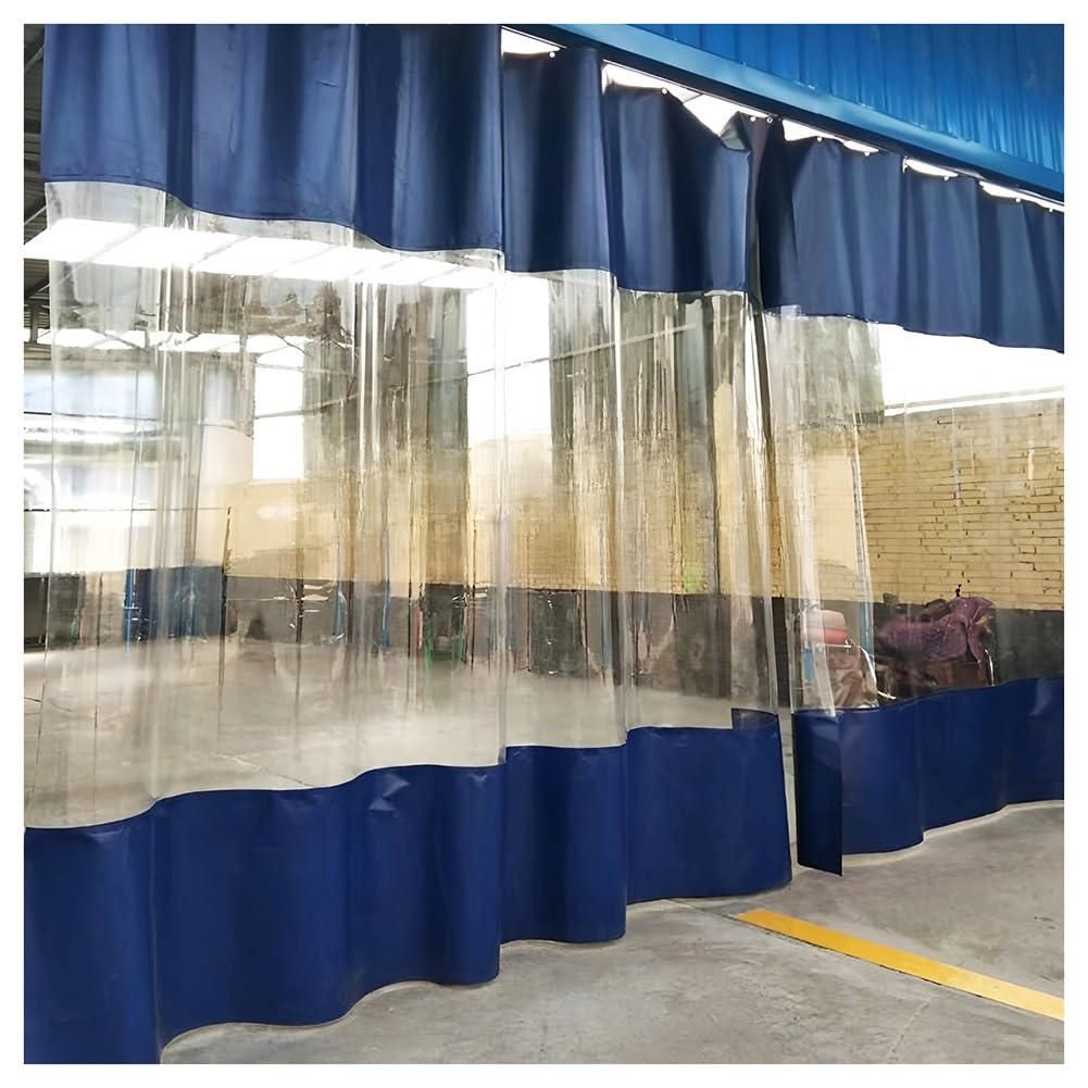 GJMSSMY Heavy Duty Waterproof Tarp Divider - Industrial Partition Wall for Garage Workshop Car Wash Warehouse & Clean Room (Blue 2.2x4m / 7.2x13.1ft)