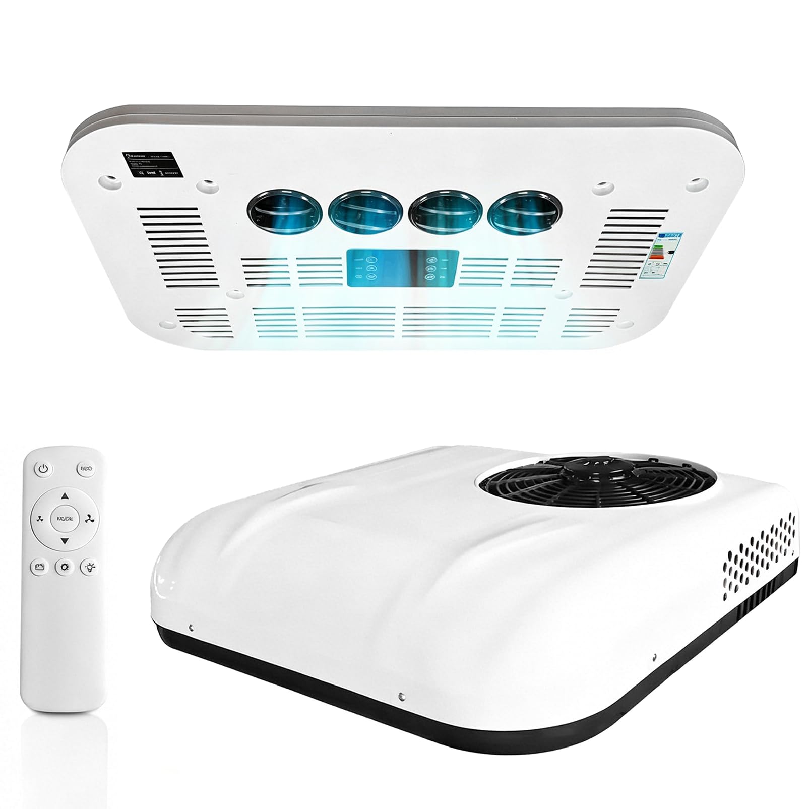 DmqChry 9000 BTU 12V DC RV Air Conditioner, Battery Powered Rooftop AC Unit