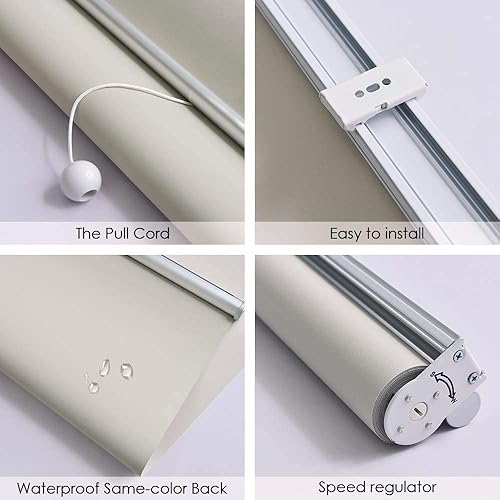 Miniatura 3 de ALLBRIGHT Persianas enrollables clásicas 100% opacas sin cordones para ventanas, sistema de resortes, con protección UV, aislamiento térmico,