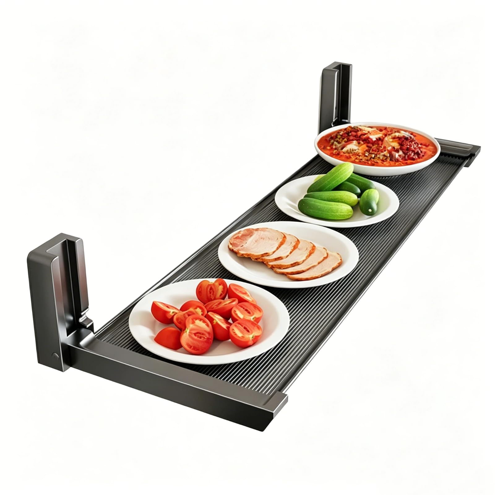 Hzhzzaoou Foldable Kitchen Prep Rack, Wall Mount Food Organiser, Large Space Saver
