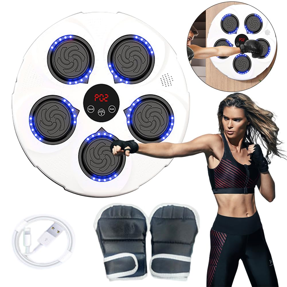 Máquina De Boxeo Musical, Máquina De Boxeo Musical Inteligente, Equipo De Entrenamiento De Objetivo De Pared Electrónico con Música, Entrenador De Boxeo Electrónico con Música Led Bluetooth (c