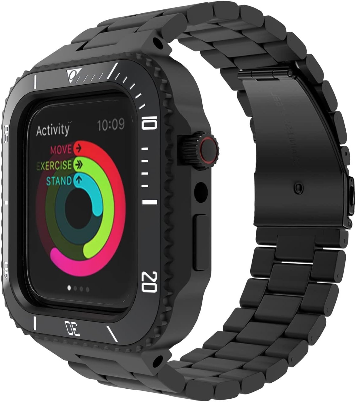 Ceramics Watch Bezel Metal Band Modification Kit，For Apple Watch Band 9 8 7 SE 6 5 4 SE 44mm 45mm Stainless Steel Bracelet Upgrade Replace Strap