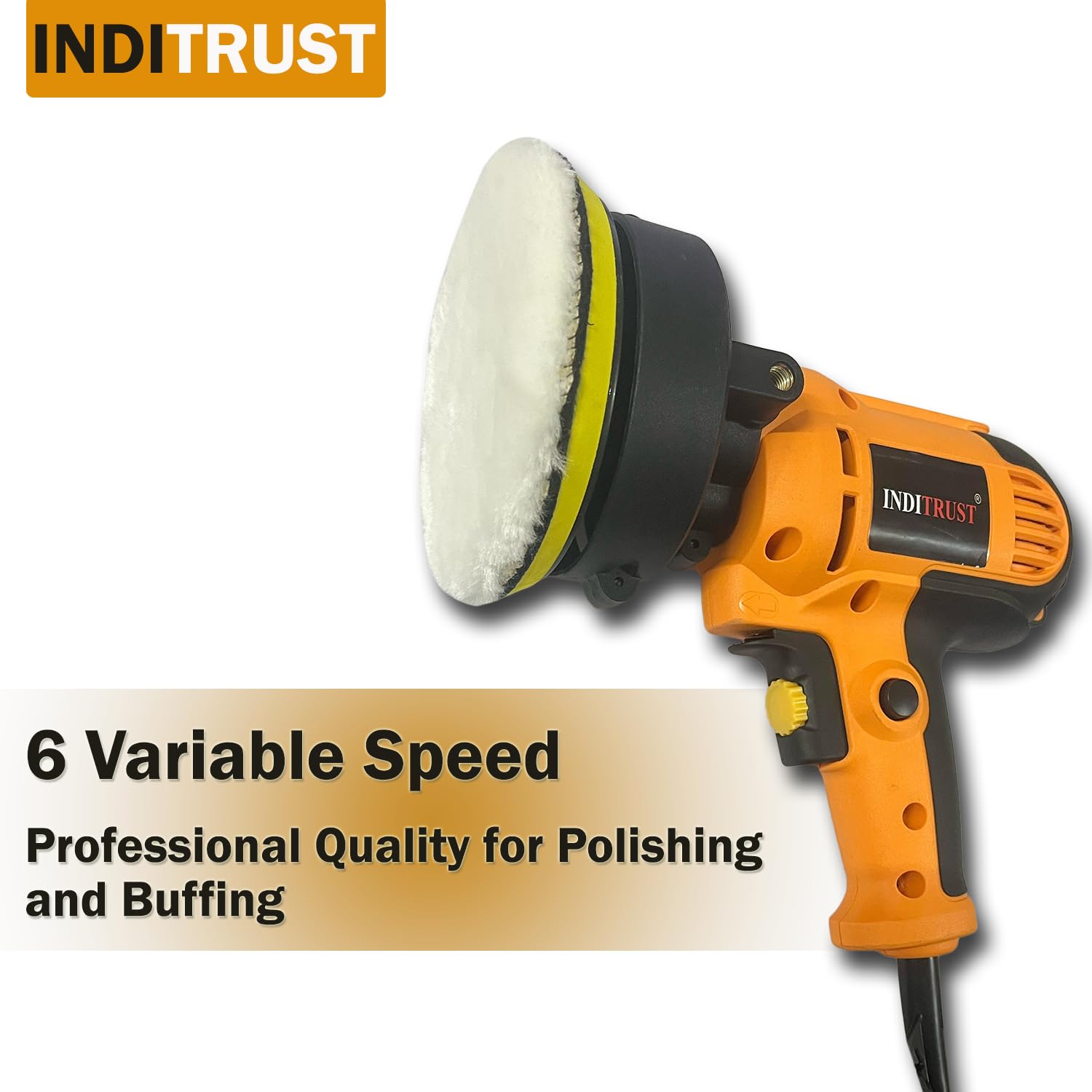 Inditrust 700W Electric Car Polisher & Buffer Machine 5 inch / 125 mm –Variable Speed, Dual-Action Orbital Sander for Car, Bike, and Furniture Detailing (600–3700 RPM) with 6 Months Warranty - Image 5 thumbnail