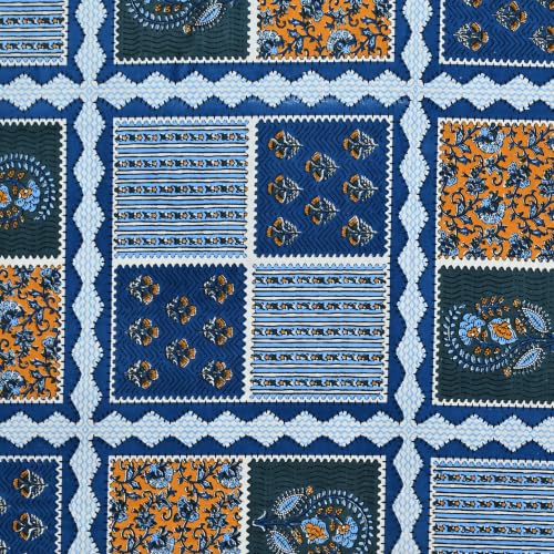 Image of 100% Cotton Single Bedsheet with 1 Pillow Cover | 240 TC Pure Cotton Flat Bed Sheet | Traditional Jaipuri Printed Bedding Set | Soft & Breathable | 60 x 90 Inch (Rangmahal Single 64)