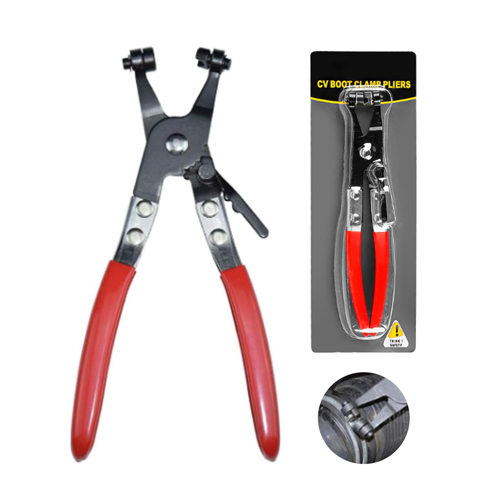 Yuiturt Red Heavy Duty Swivel Flat Band & Ring-Type Hose Clamp Pliers Removal Installation Tool with Rotating Heads for Auto Fuel Oil Water Pipe Repair