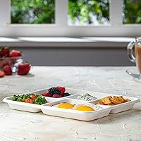 Vista 3 de GUSTO Caja de 500 platos desechables de 5 compartimentos 100% compostables, platos de papel de 10 pulgadas, bandejas ecológicas de caña de azúcar