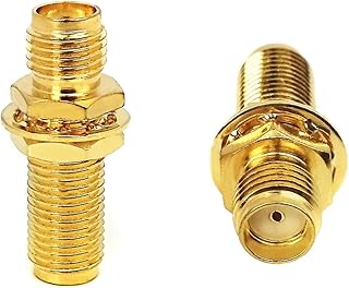 WORLDPEAK 2pcs SMA Coax Connector SMA Female to SMA Female Bulkhead Coaxial Connector Low Loss Coax Adapter for Antennas, Wireless LAN Devices, Coaxial Cable, WiFi, Ham or Handheld Radios, Scanner
