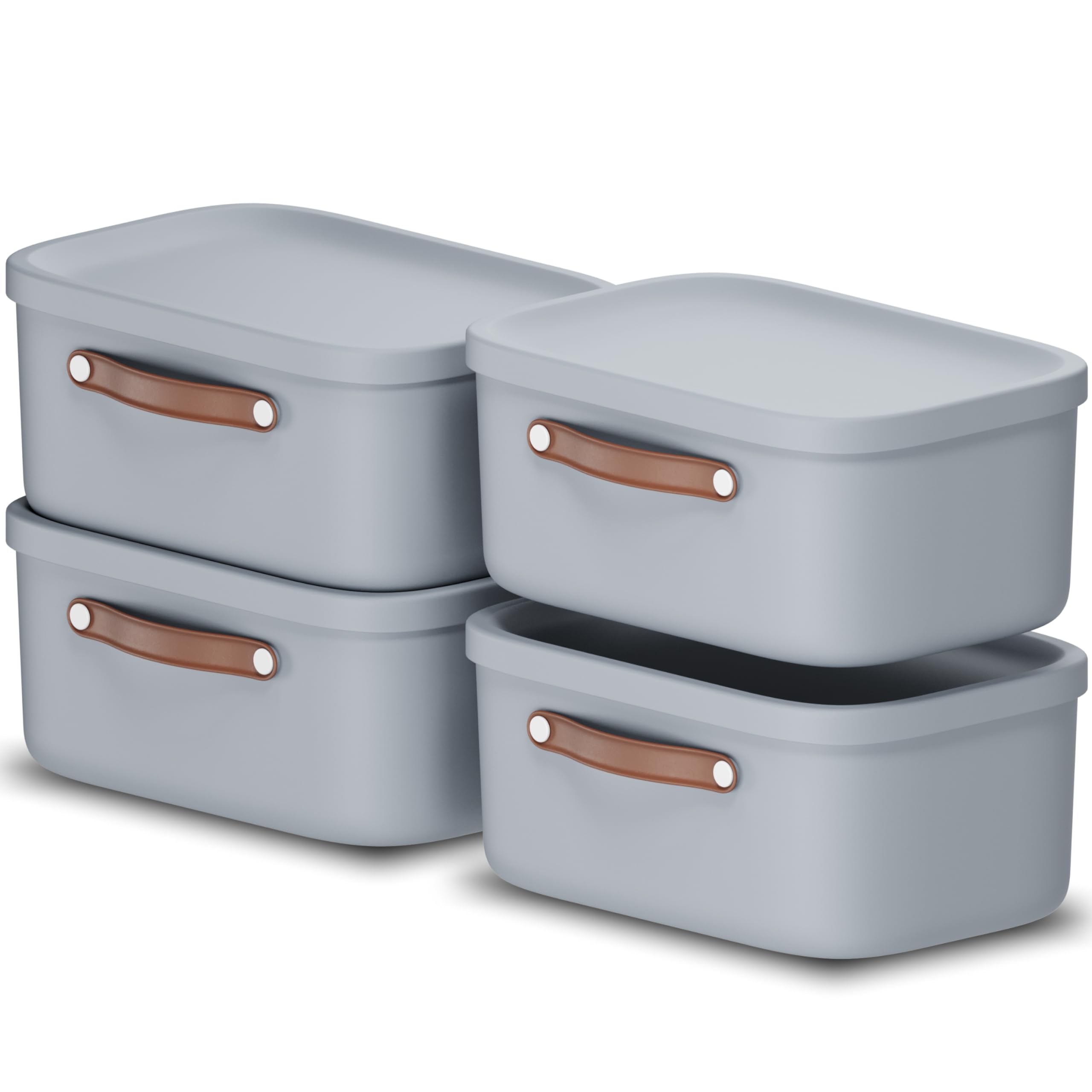 Rotho Maloja Storage box 12 l, Plastic (PP recycled), 12 (39.5 x 26.5 x 17.7 cm), Blue (Pack of 4) โ image 1