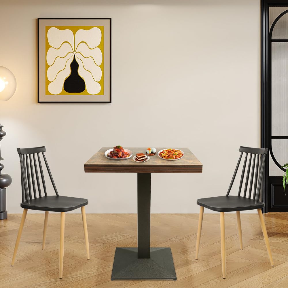 Supfine - Quadratischer Bistrotisch mit Mittelfuß, Steh-Esstisch für Esszimmer, Wohnzimmer, Balkon, MDF (Uhr, 60 x 60 x 75 cm)