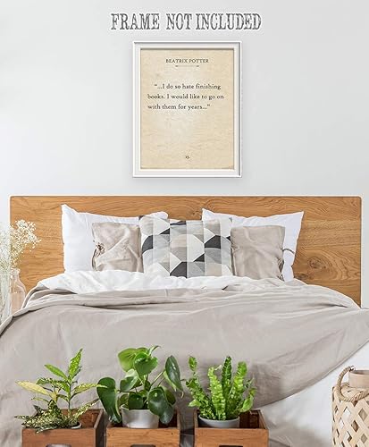 Miniatura 6 de Beatrix Potter - I Do So Hate Finishing Books - Inspirational Book Page Quote, Great Room and Library Decor, Classic Gift for Fans of Peter Rabbit