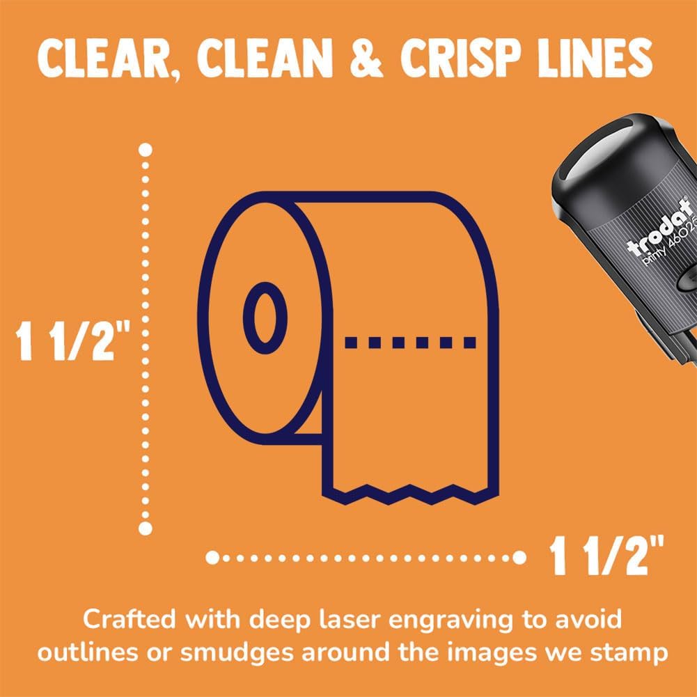 Toilet Paper Roll Icon Self-Inking Rubber Stamp Ink Stamper for Stamping Crafting Planners - 1-1/2 Inch Large - Black Ink