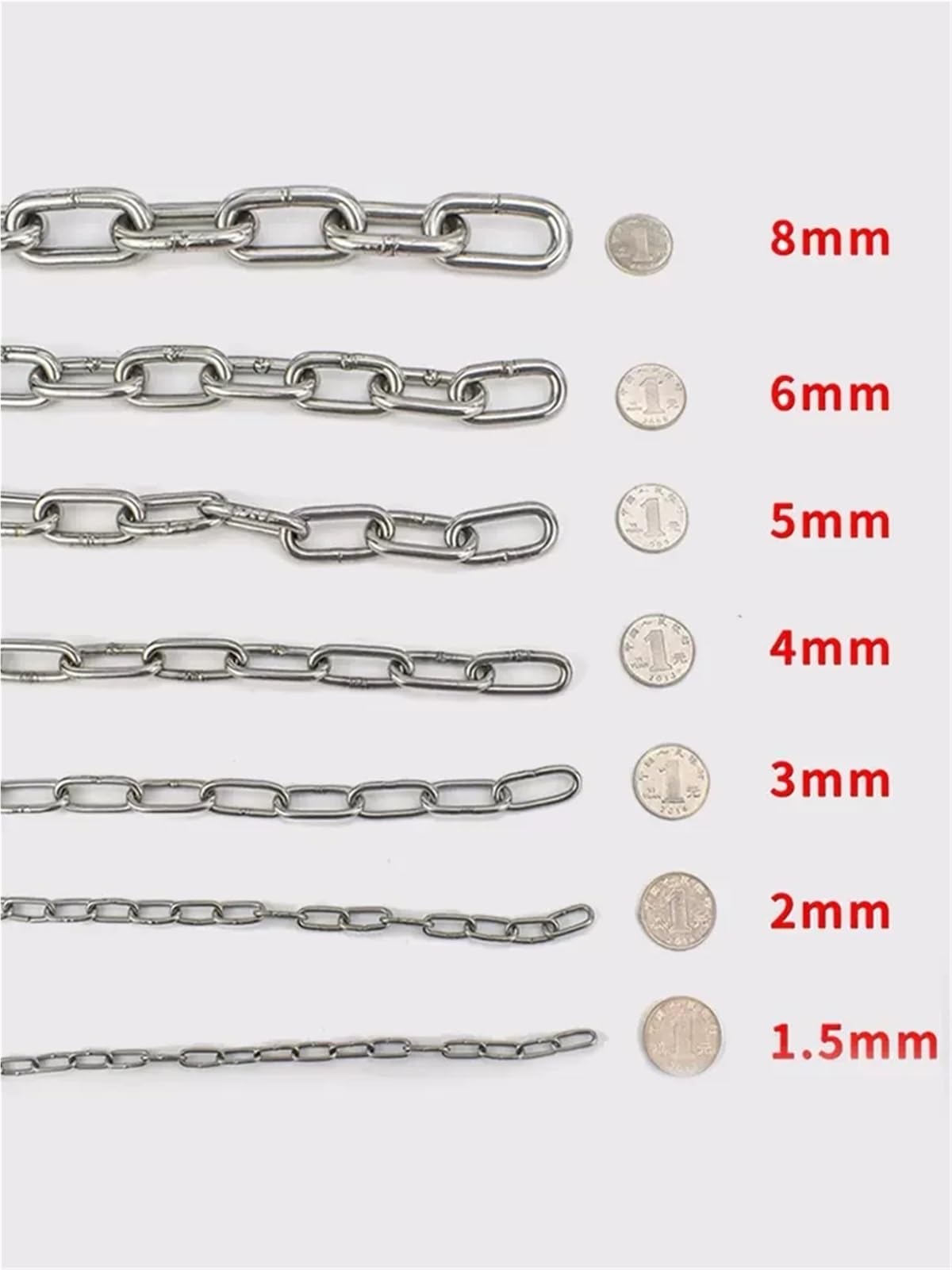 Catena Acciaio Inox Catena a maglie di sollevamento lunga e corta in acciaio inossidabile 304 senza saldatura con diametro 2-20 mm for guinzaglio for cani o linea stoffa(4MM Diameter)