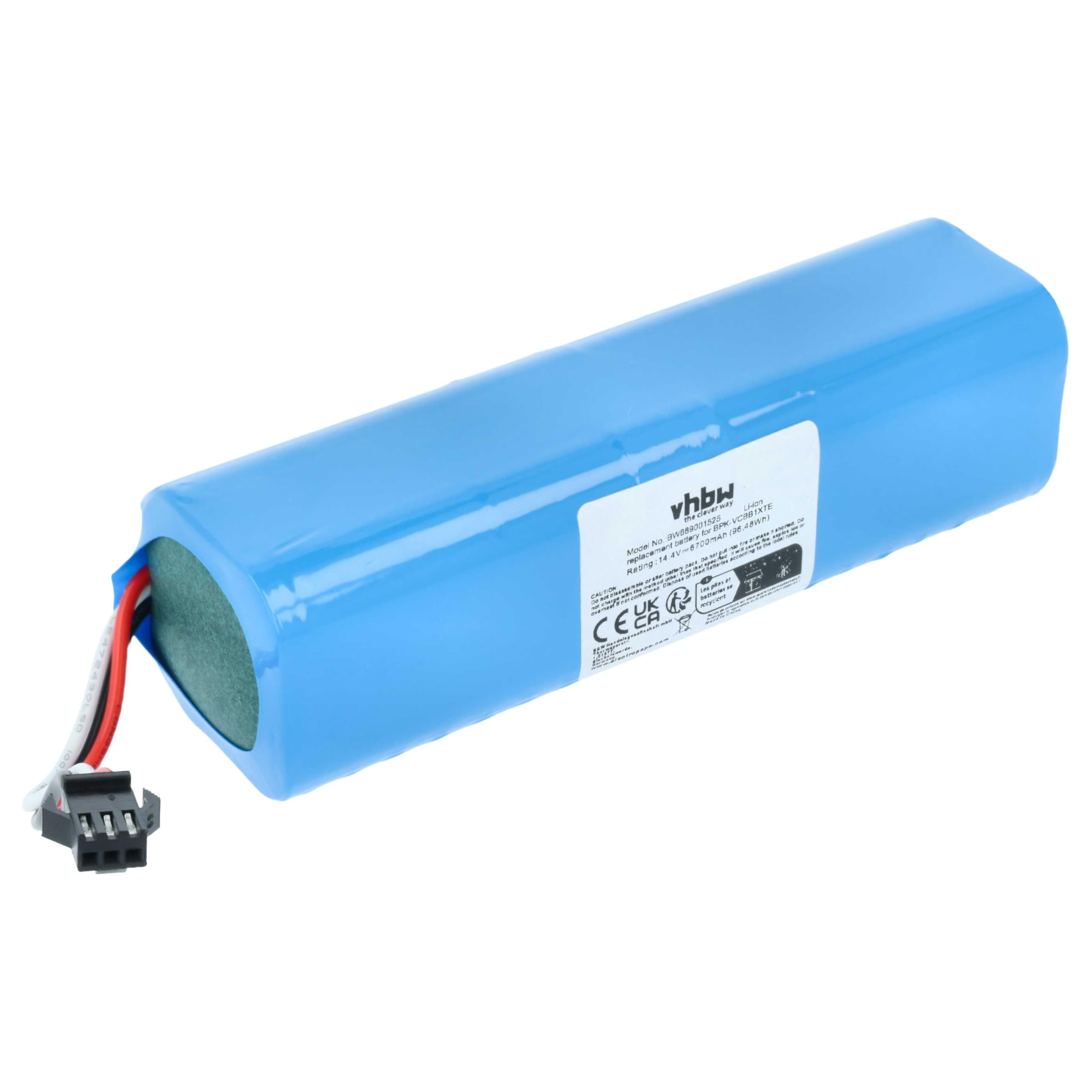 vhbw 1 x zamiennik baterii Xiaomi SUN-INTE-279, 4INR19/66-2, SUN-INTE-181 do domowego odkurzacza (6700 mAh, 14,4 V, litowo-jonowy)