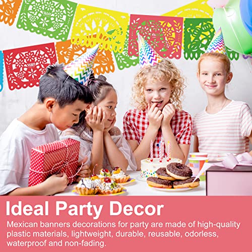 Rubfac 2Pcs Mexican Party Banner, 32 Feet Plastic Fiesta Banner Cinco De Mayo Dia De Los Muertos Decor Day Of The Dead Papel Picado Decorations Mexican Fiesta Garland For Mexican Party Supplies #TOP3