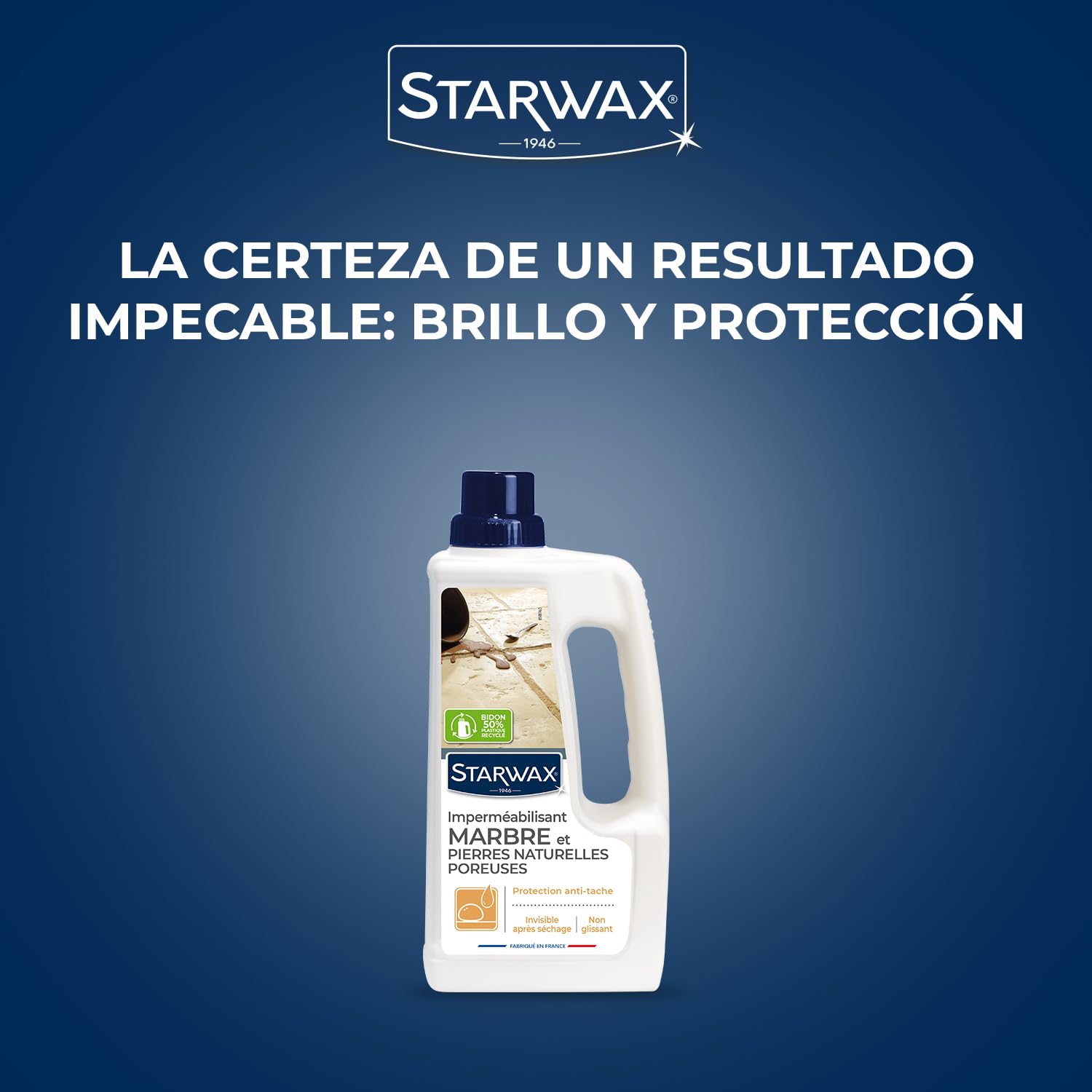 STARWAX-Impermeabilización mármol y piedra natural porosa - Protege e impermeabiliza - Eficaz contra las manchas de agua, grasa y vinagre - Fabricado en Francia - 1 l - 20 m²