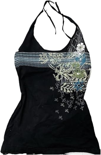 Flower Spaghetti Strap Tank Top Women 2000s Cute Summer Cami Y2k Grunge Vintage Coquette Clothes