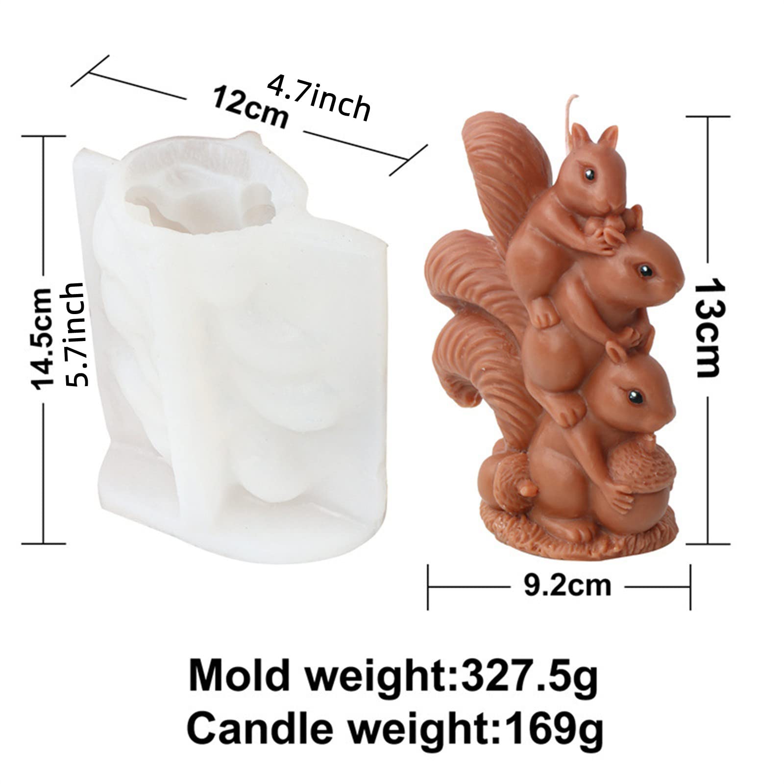Xidmold 3D Stacking Squirrel Candle Mould, Squirrel Silicone Mould for Fondant Chocolate, Cake Decor, Candle, Soap - Image 2