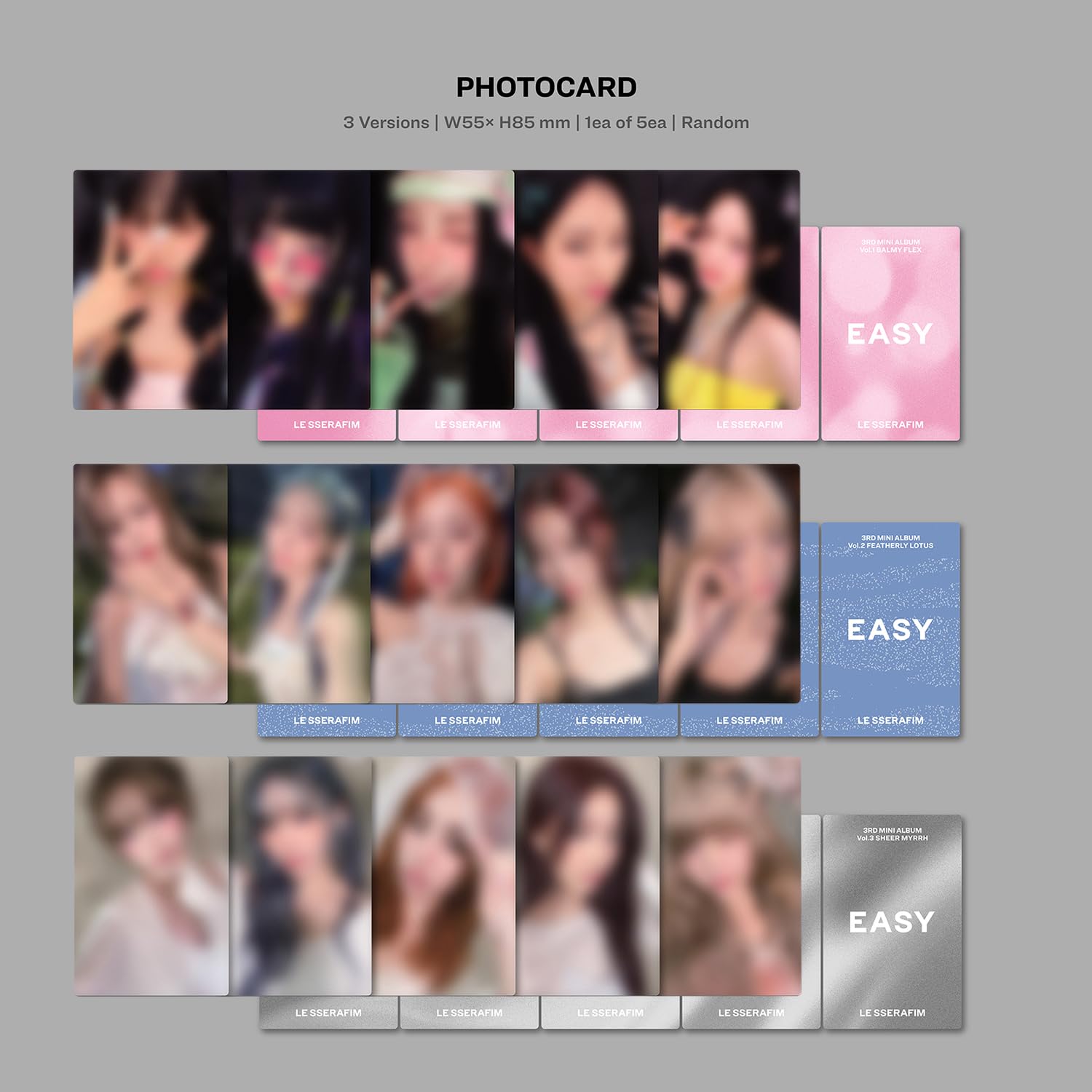 LE SSERAFIM 3rd Mini Album EASY Photobook Ver. Vol.1 BALMY FLEX Outer Box Photocard Postcard Sticker Folding Poster Lyric Pin Badges Extra Photocards