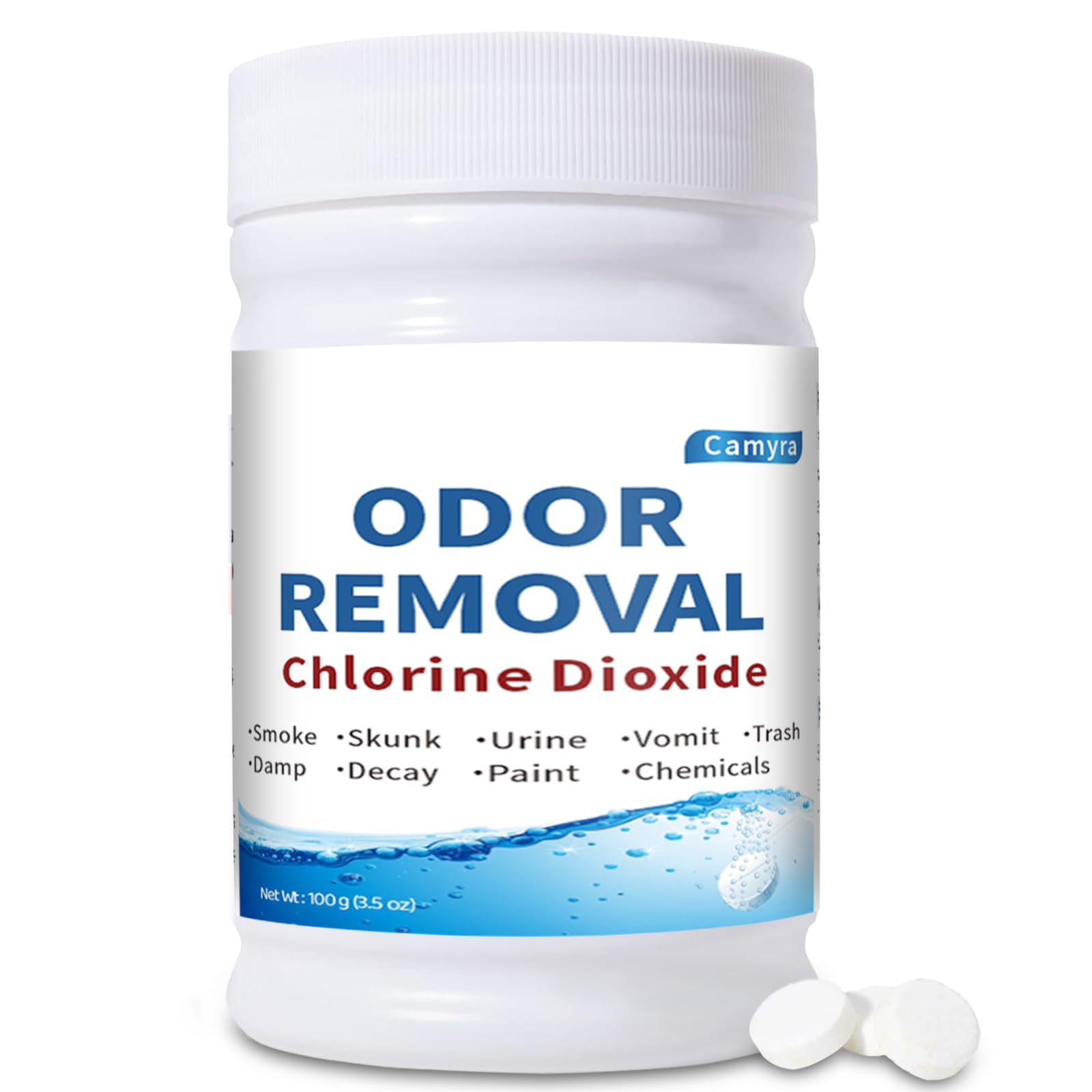 Chlorine Dioxide Odor Removal, for Cars & Homes, Chlorine Dioxide Tablets for Gas, Smoke, Urine, Carpet Odors & More, Fast-Acting, Removes Odors at the Source