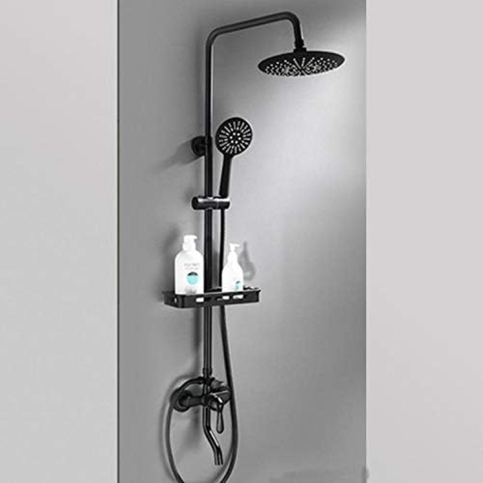 Robinet mélangeur de douche noir avec mitigeur effet pluie pour salle de bain