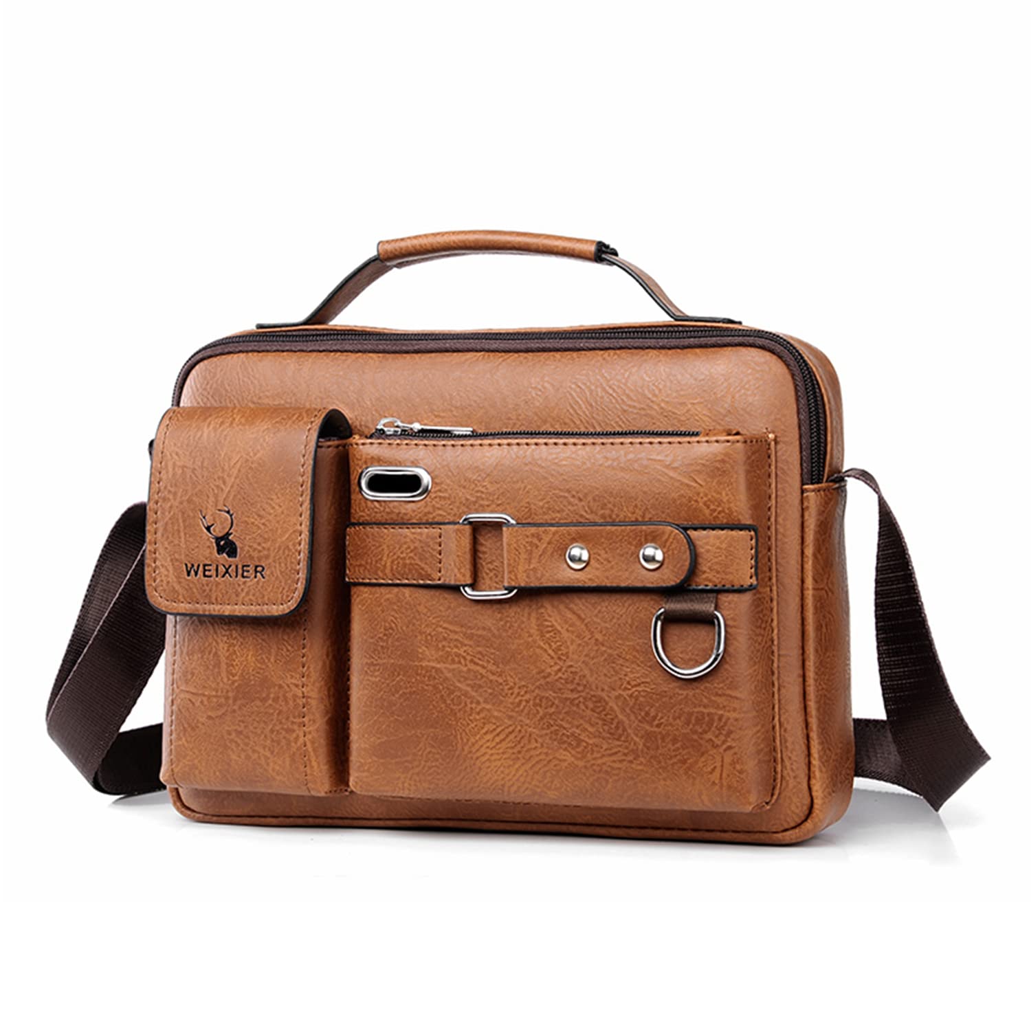 Naudamp Tracolla da Uomo in Pelle, Borsa Casual Impermeabile da Viaggio Sportiva all'aperto