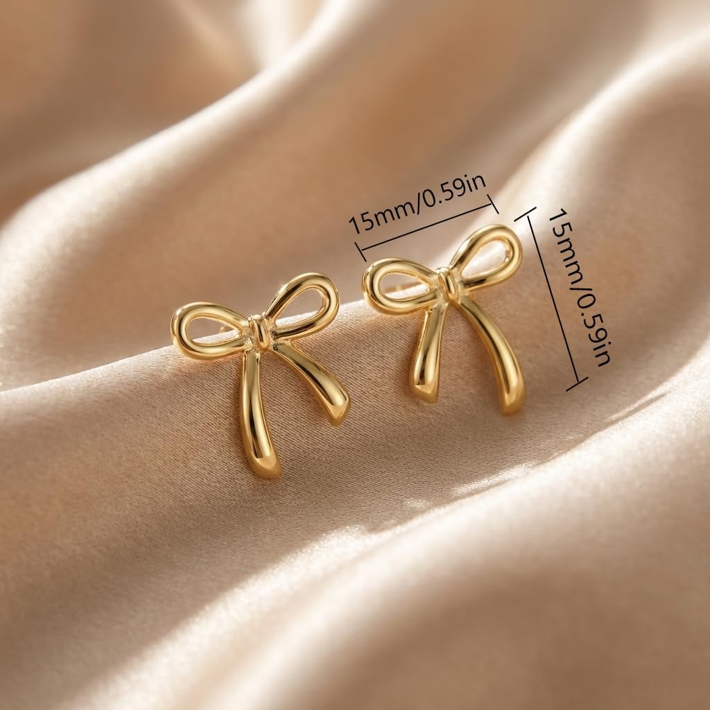 Gold Bow Earrings for Women, Long Tassel Chain Drop Earrings, Trendy Small Bow Earrings, Ribbon Waterfall Dangling Earrings, Pearl Bow Earrings, Sparkly Elegant Bowknot Preppy Jewelry Gifts for Women
