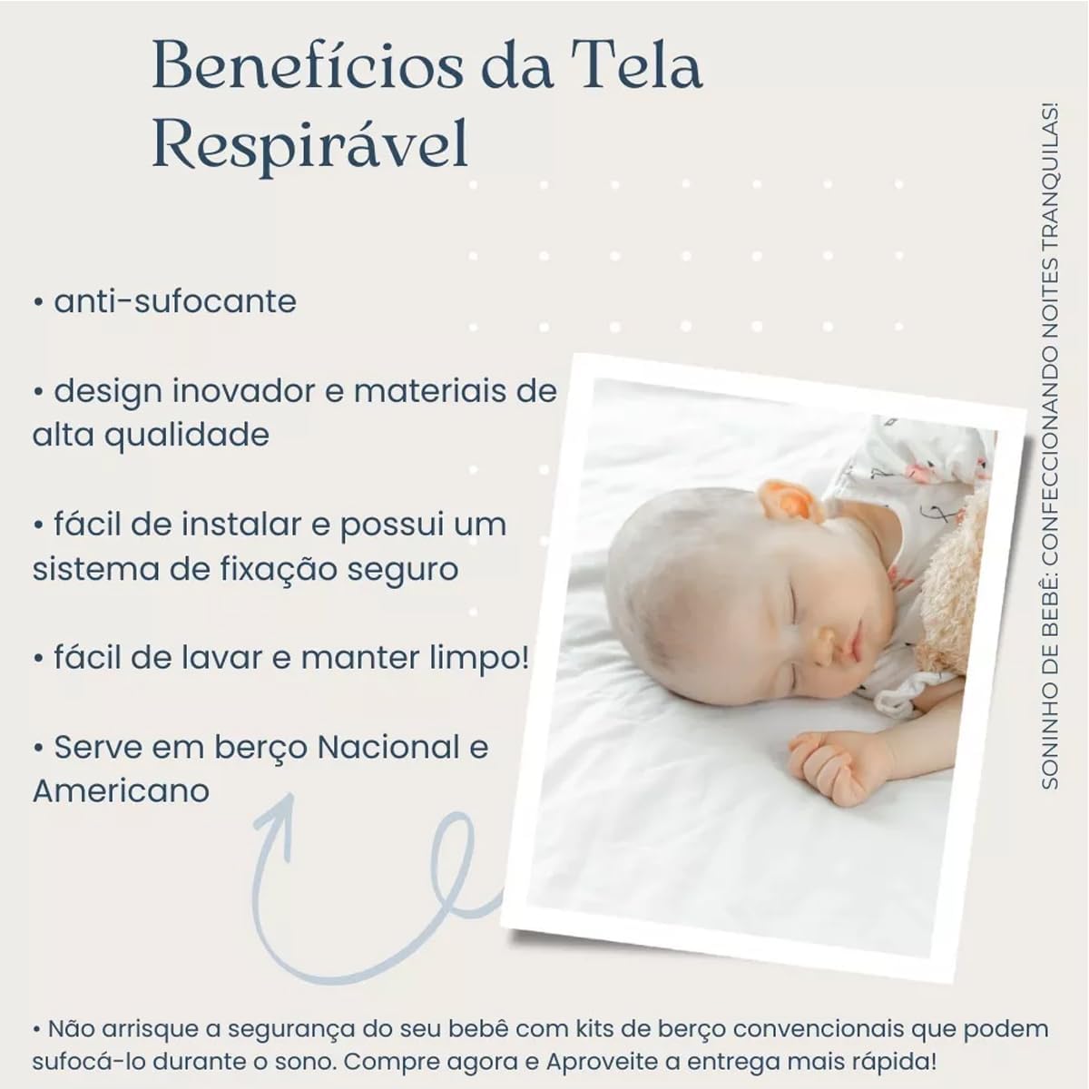 Tela Respirável Para Berço Americano Proteção E Segurança