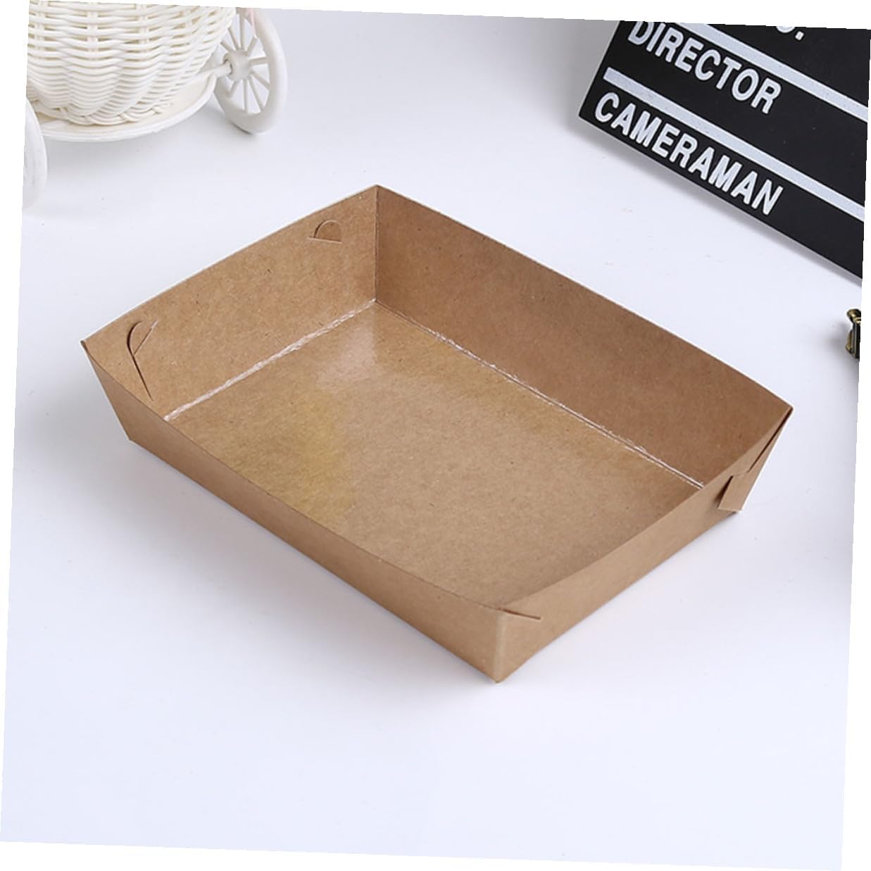 PRETYZOOM 100pcs Oil Proof Kraft Paper Snack Boxes, Disposable Fried Chicken and French Fries Takeout Food Containers for Catering and Travel Use