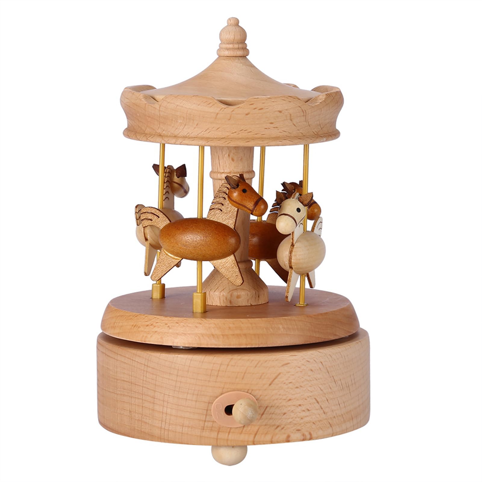 Changor Wooden Music Toy, Music Box Exquisite Handicraft Spin with Music Fine Workmanship Beech Wood Toy Gift for Kids Gift