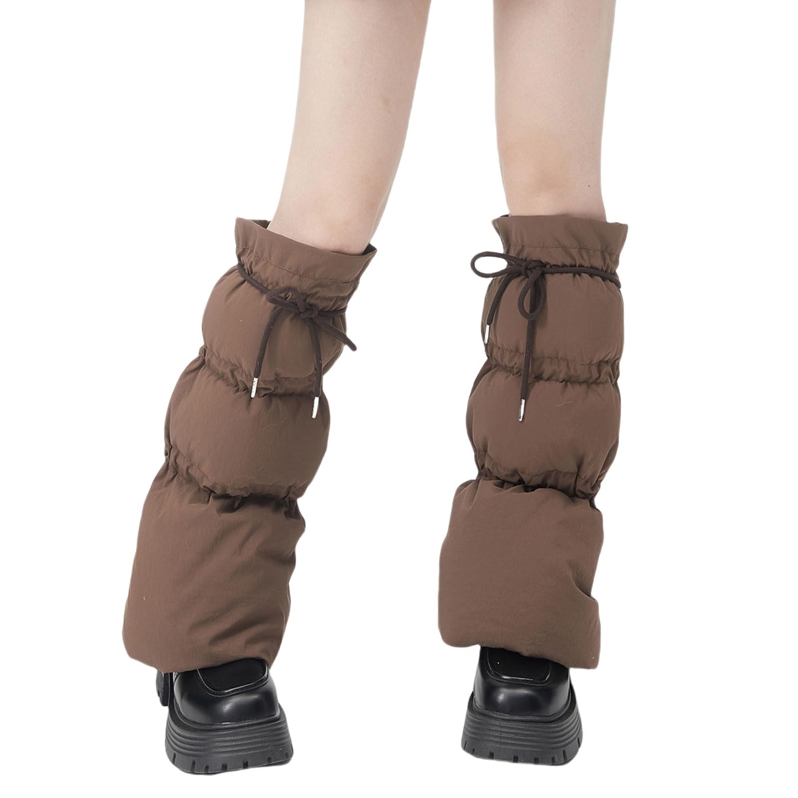 Maxtonser Thermal Padded Leg Covers with Adjustable Drawstring for Skiing Hiking and Cold Weather Ladies Puffer Leg Warmers Socks