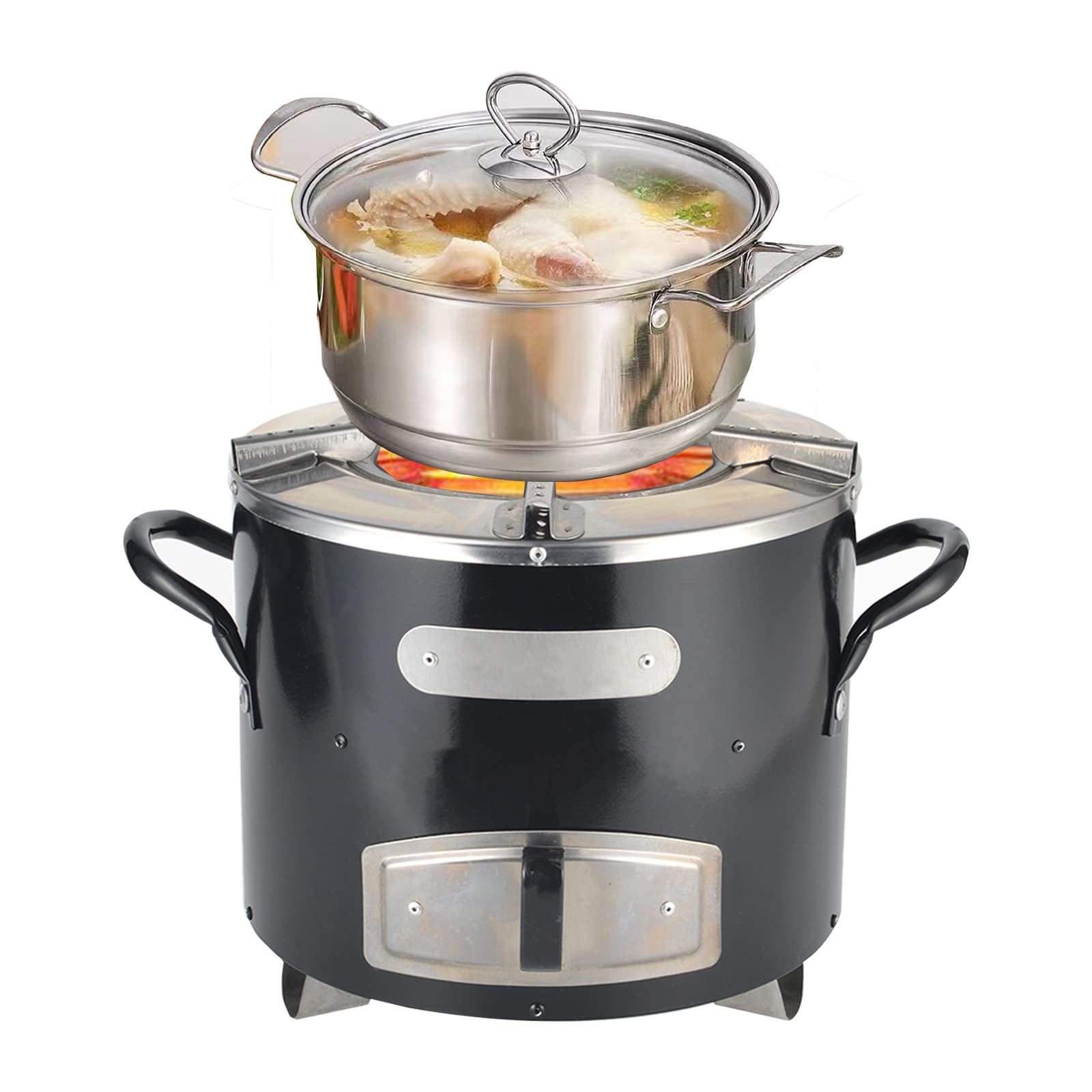 Rocket Stove, stufa a razzo da campeggio in acciaio inox, per esterni, portatile, per campeggio, barbecue, pentola