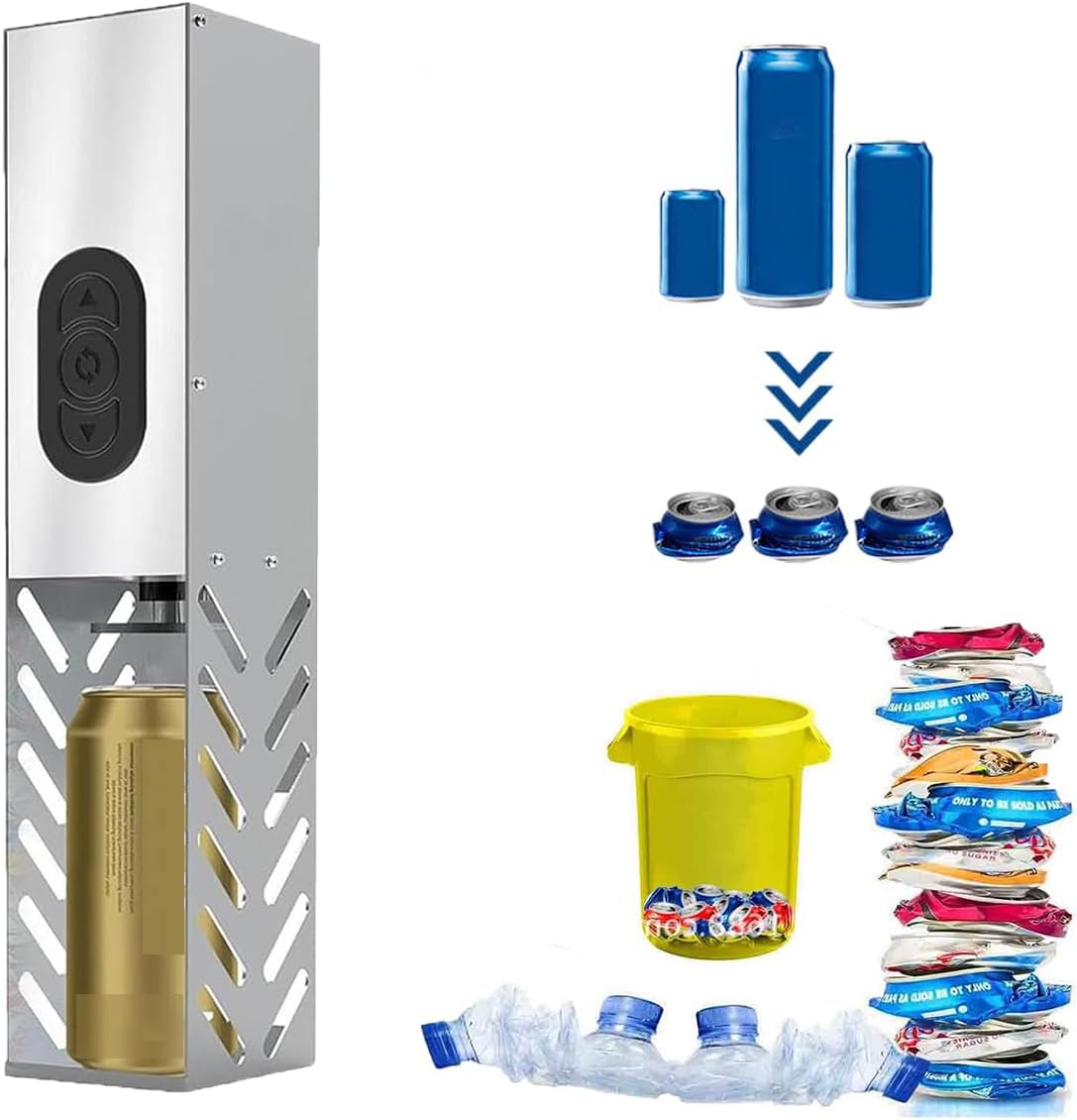Electric Aluminum Can Crushers, Compactor Machine, 6-16 Oz Plastic Water Bottle Crusher, Wall Mounted,Double Modes, For Recycling Aluminum Seltzer, Soda, Cola, Beer Cans
